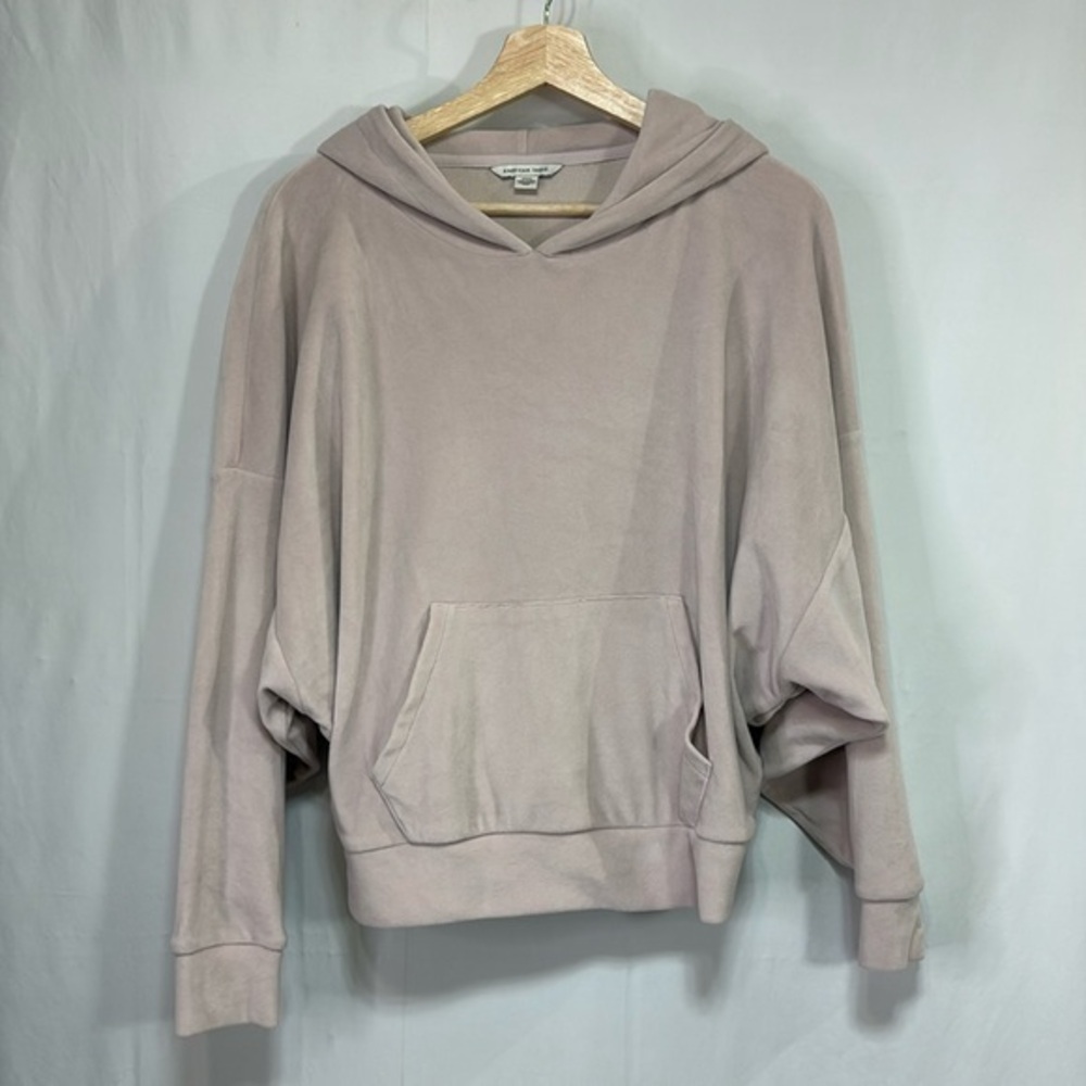 👯‍♀️ American Eagle, pale, pink, velour, hooded batwing sweatshirt